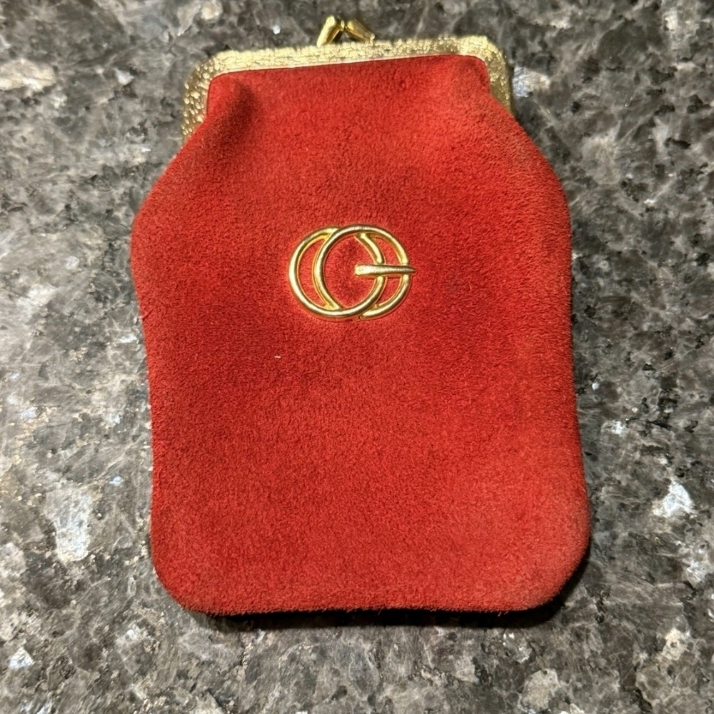 Vintage Red And Gold leather coin purse